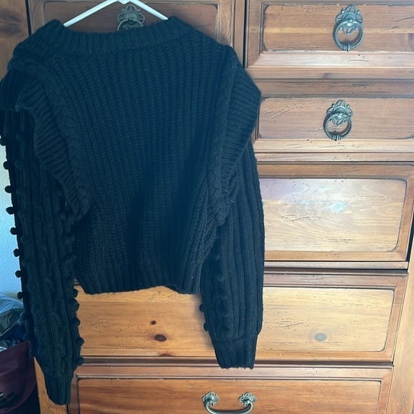 FARM RIO Women’s Chunky Black Crewneck Sweater Cropped Size XL NWT - Picture 7 of 10